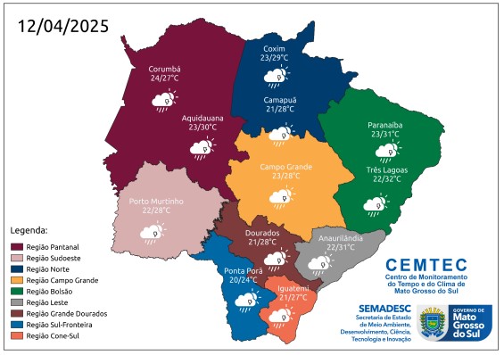 Fim de semana terá tempo estável, com possibilidade de chuva moderada no Estado Fim de semana terá tempo estável, com possibilidade de chuva moderada no Estado
