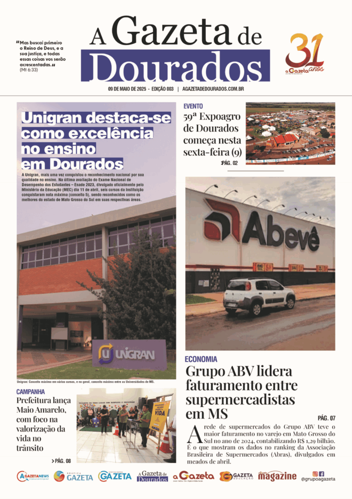 Jornal A Gazeta de Dourados – Edição de 09 de maio de 2025