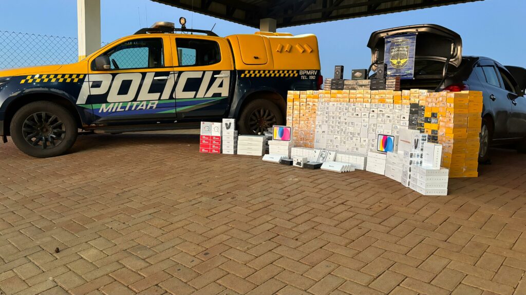 BPMRv apreende carga milionária de eletrônicos em Maracaju BPMRv apreende carga milionária de eletrônicos em Maracaju