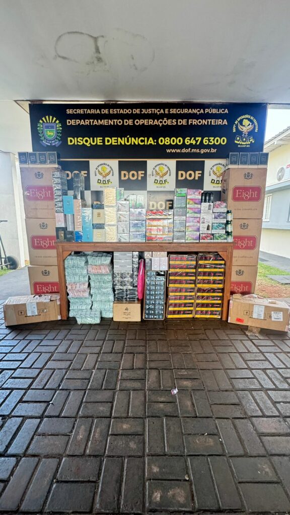 DOF apreende em Laguna Carapã dois carros carregados com produtos ilegais que seguiam para Dourados DOF apreende em Laguna Carapã dois carros carregados com produtos ilegais que seguiam para Dourados