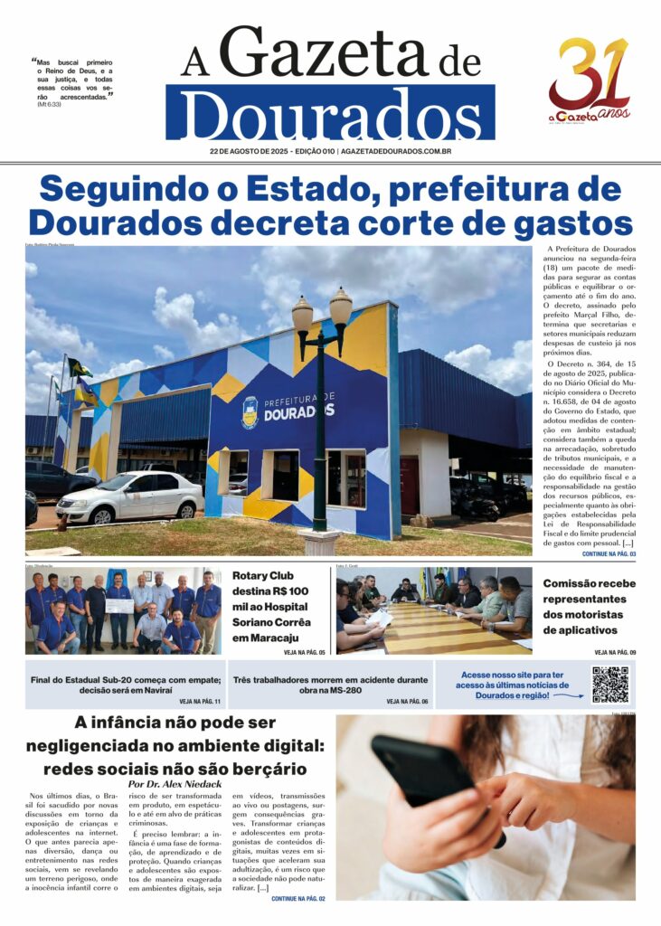Jornal A Gazeta de Dourados – Edição de 22 de agosto de 2025