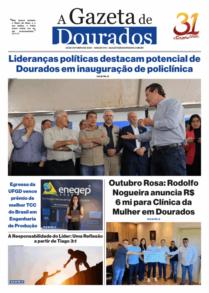 Jornal A Gazeta de Dourados – Edição de 30 de outubro de 2025