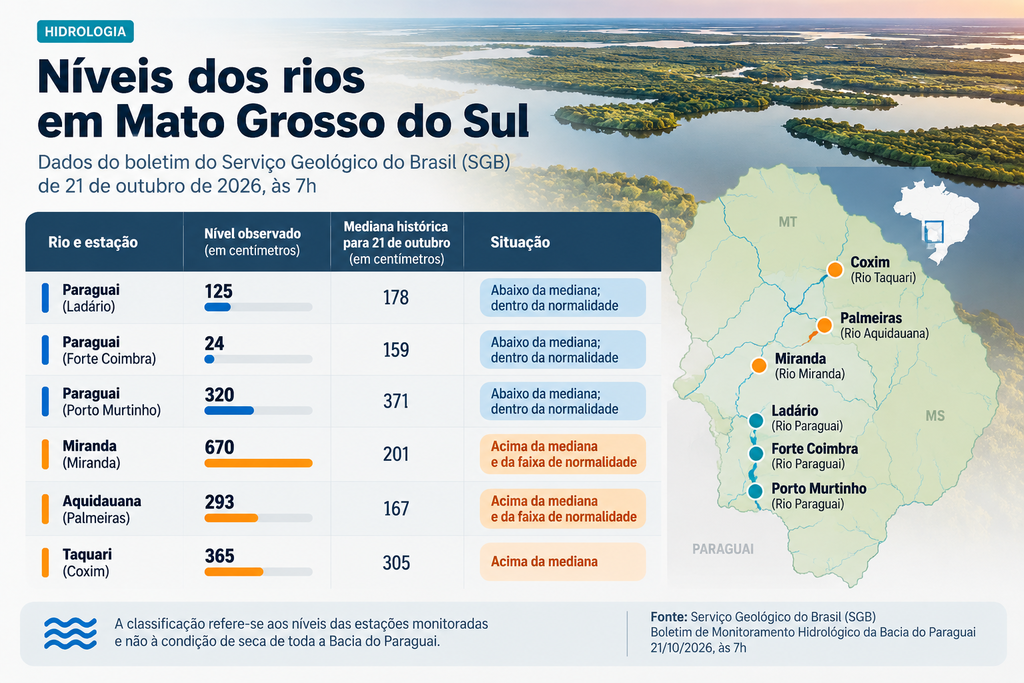 Rios cheios em MS contrastam com seca extrema na Bacia do Paraguai