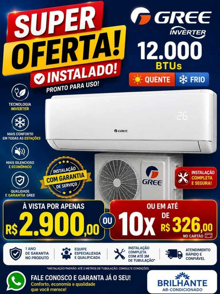 Está passando calor porque quer: ar-condicionado sai por 10x de R$ 326 Está passando calor porque quer: ar-condicionado sai por 10x de R$ 326