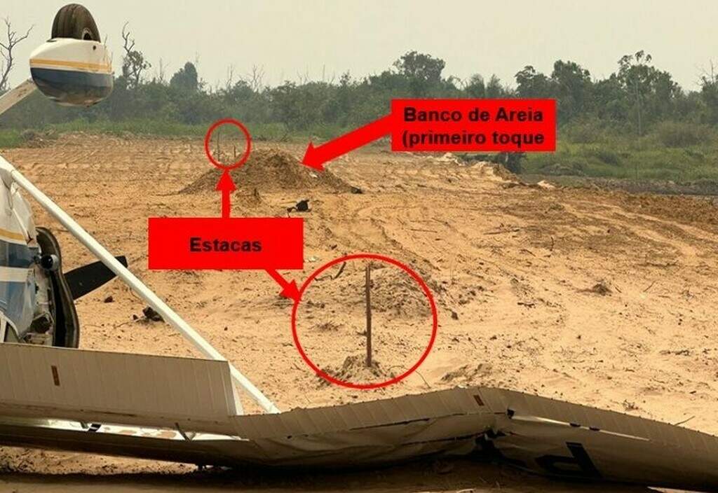 Avião que deixou feridos no Pantanal bateu em banco de areia antes de capotar Avião que deixou feridos no Pantanal bateu em banco de areia antes de capotar