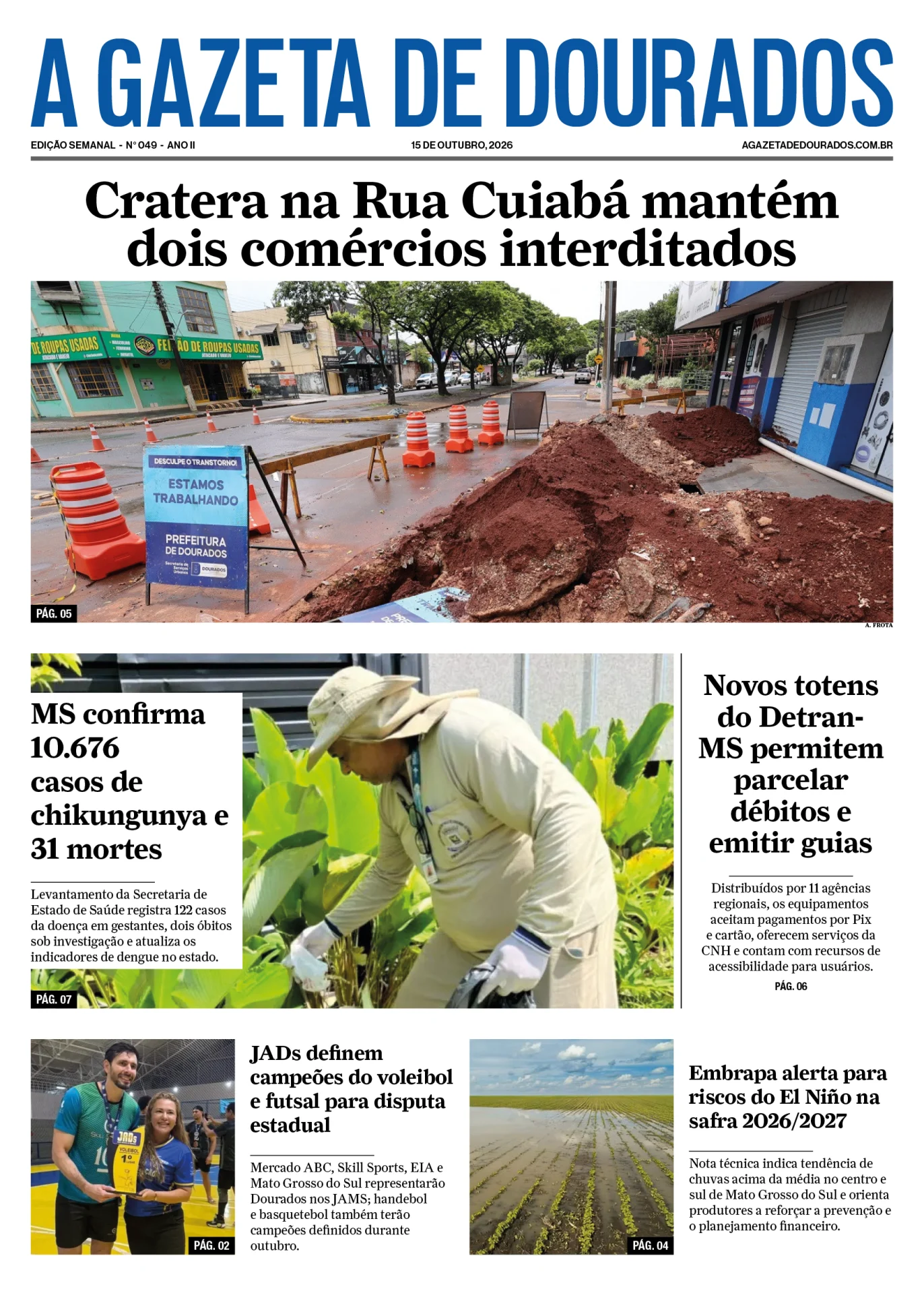 Jornal A Gazeta de Dourados – Edição de 15 de outubro de 2026