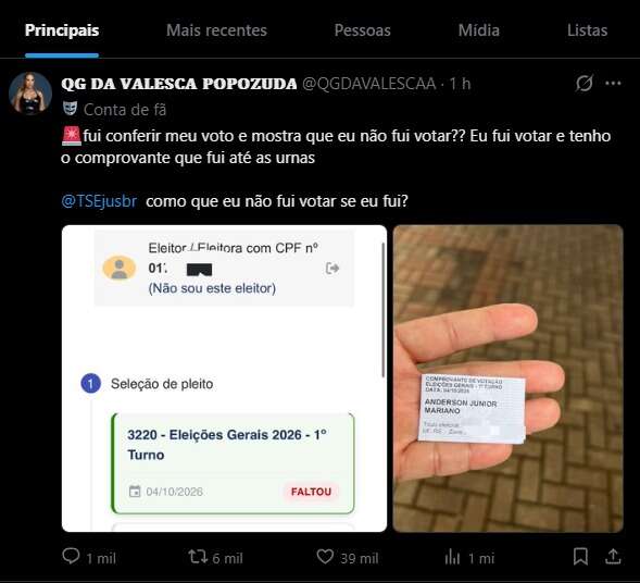 Eleitores se assustam com aviso de “faltou” após votar e TRE explica atualização Eleitores se assustam com aviso de “faltou” após votar e TRE explica atualização