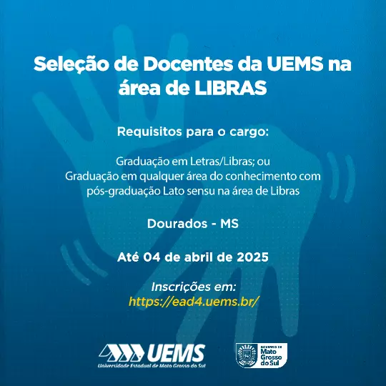 UEMS/Dourados abre processo seletivo para docentes com vagas temporárias e cadastro reserva UEMS/Dourados abre processo seletivo para docentes com vagas temporárias e cadastro reserva