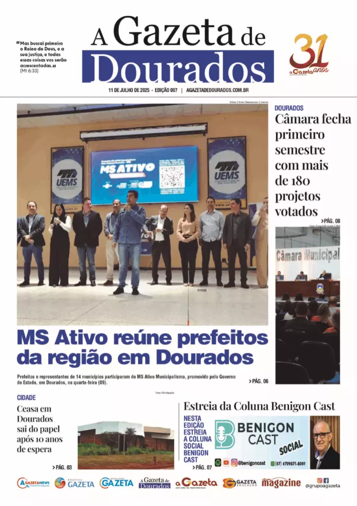 Jornal A Gazeta de Dourados – Edição de 11 de julho de 2025
