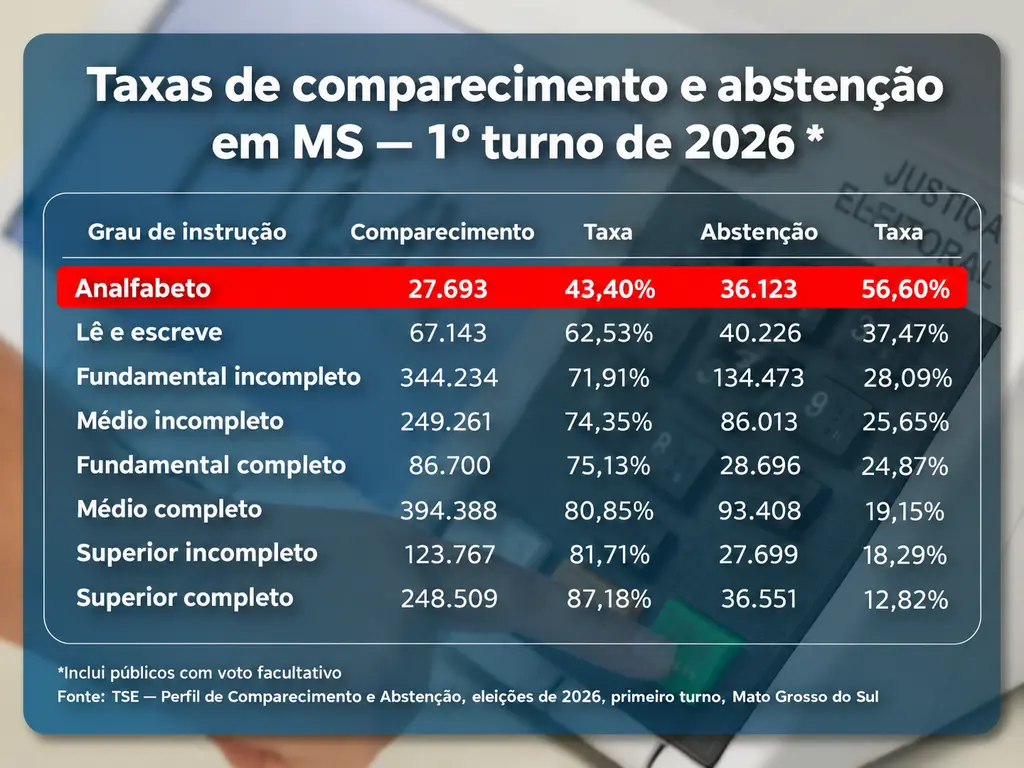O voto que não veio: quem são os eleitores ausentes no primeiro turno em MS O voto que não veio: quem são os eleitores ausentes no primeiro turno em MS