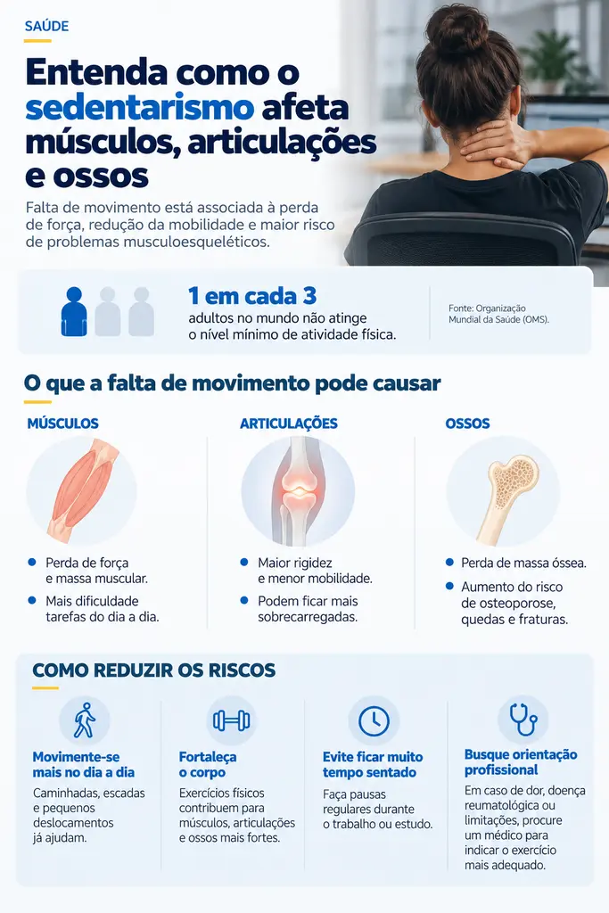 Falta de movimento enfraquece músculos e pode comprometer até os ossos Falta de movimento enfraquece músculos e pode comprometer até os ossos
